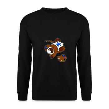 Ours Jouant Avec De La Peinture Et Du Pinceau Artiste Kid - Sweat-shirt Unisexe - noir - Devant - Alina (178cm) & Michal (187cm)