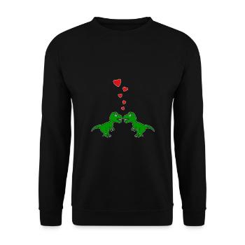 Tyrannosaurus TRex Liebespaar Liebe - Unisex Pullover - Schwarz - Vorne - Alina (178cm) & Michal (187cm)