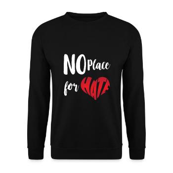 Kein Platz für Hass Stopp Hass Anti Hass - Unisex Pullover - Schwarz - Vorne - Alina (178cm) & Michal (187cm)