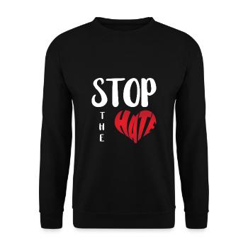 Kein Hass Abneigung Stopp Hass Anti Hass - Unisex Pullover - Schwarz - Vorne - Alina (178cm) & Michal (187cm)