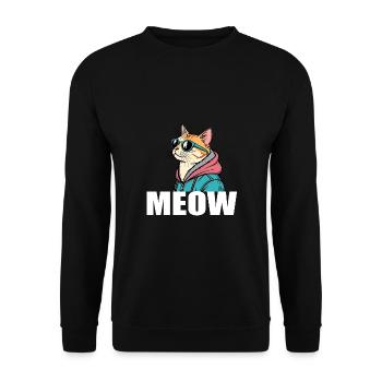 Cooles Katze Design im Pop Art Stil für jeden - Unisex Pullover - Schwarz - Vorne - Alina (178cm) & Michal (187cm)