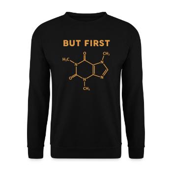 Mais premier café avec molécule de caféine - Sweat-shirt Unisexe - noir - Devant - Alina (178cm) & Michal (187cm)