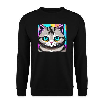 Chat de mauvaise humeur aux couleurs vives - Sweat-shirt Unisexe - noir - Devant - Alina (178cm) & Michal (187cm)