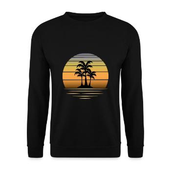 Urlaubsträume: Sonne Palmen Sandstrand - Unisex Pullover - Schwarz - Vorne - Alina (178cm) & Michal (187cm)