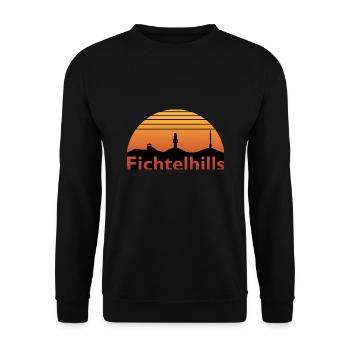 Sonnenuntergang Fichtelgebirge Fichtelhills - Unisex Pullover - Schwarz - Vorne - Alina (178cm) & Michal (187cm)