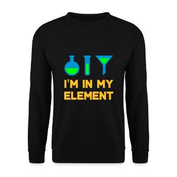 Je suis dans mon élément (flacon, éprouvette, entonnoir) - Sweat-shirt Unisexe - noir - Devant - Alina (178cm) & Michal (187cm)