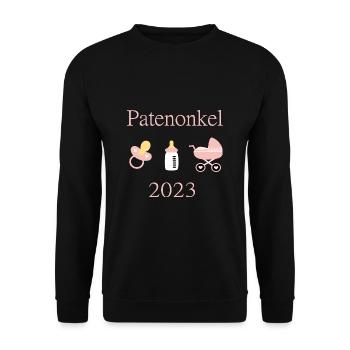 Patenonkel 2023 Geburt Mädchen Taufe - Unisex Pullover - Schwarz - Vorne - Alina (178cm) & Michal (187cm)