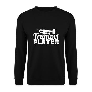 Lustiger Trompetenspieler - Unisex Pullover - Schwarz - Vorne - Alina (178cm) & Michal (187cm)