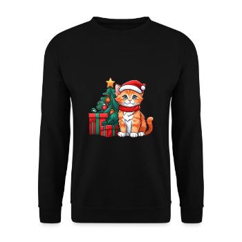 Cute cat baby with santa hat - Unisex Sweatshirt - black - Front - Alina (178cm) & Michal (187cm)
