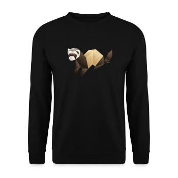 Origami Frettchen - Unisex Pullover - Schwarz - Vorne - Alina (178cm) & Michal (187cm)