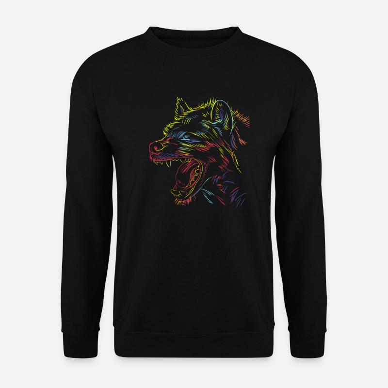 Bunte Striche Hyäne - Unisex Pullover - Schwarz