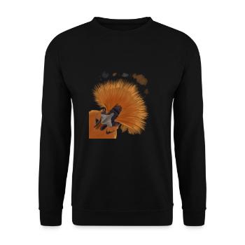 Neugieriges Seidenhuhn - Unisex Pullover - Schwarz - Vorne - Alina (178cm) & Michal (187cm)