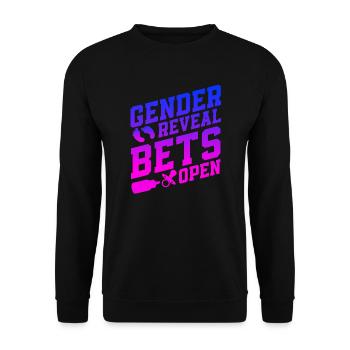 Gender Reveal Bets Open - Unisex Pullover - Schwarz - Vorne - Alina (178cm) & Michal (187cm)