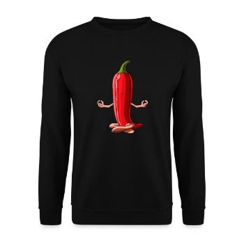 Funny Yoga Hot Chili Vegetable Meditating Jalapeno - Unisex Sweatshirt - black - Front - Alina (178cm) & Michal (187cm)