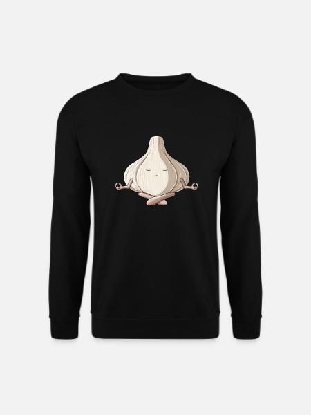 Funny Yoga Vegetable Meditating Garlic - Unisex Sweatshirt - black