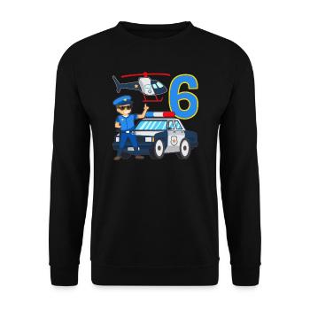 6 Geburtstag Polizei Auto 6 Jahre alt Polizist - Unisex Pullover - Schwarz - Vorne - Alina (178cm) & Michal (187cm)