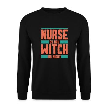 Infirmière de jour sorcière de nuit - Sweat-shirt Unisexe - noir - Devant - Alina (178cm) & Michal (187cm)