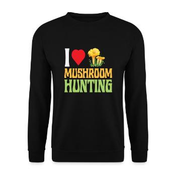 I LOVE MUSHROOM HUNTING - Unisex Pullover - Schwarz - Vorne - Alina (178cm) & Michal (187cm)