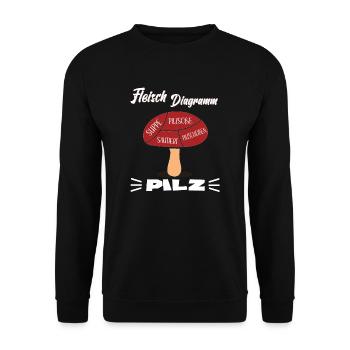 PILZ FLEISCH DIAGRAMM - Unisex Pullover - Schwarz - Vorne - Alina (178cm) & Michal (187cm)