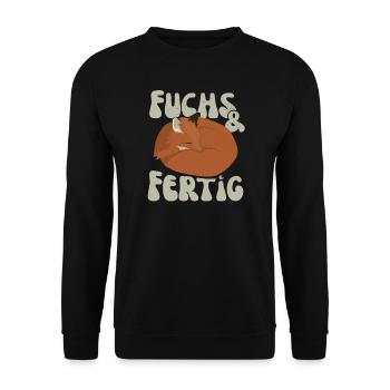 Fuchs und Fertig Müder Fuchs - Unisex Pullover - Schwarz - Vorne - Alina (178cm) & Michal (187cm)