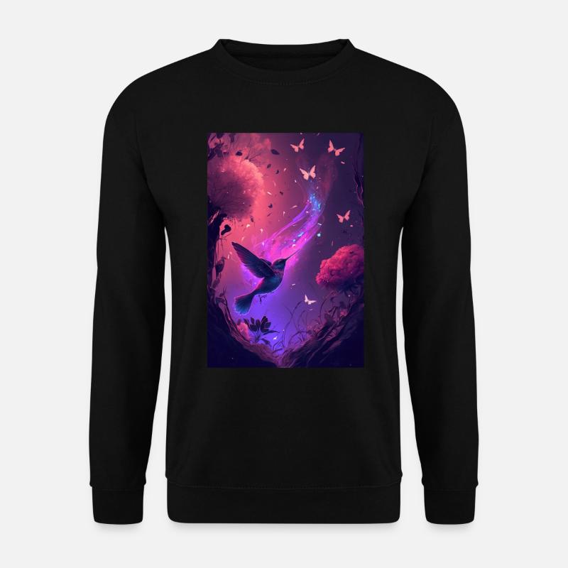 Vogel Schmetterling Blume Fantasy - Unisex Pullover - Schwarz