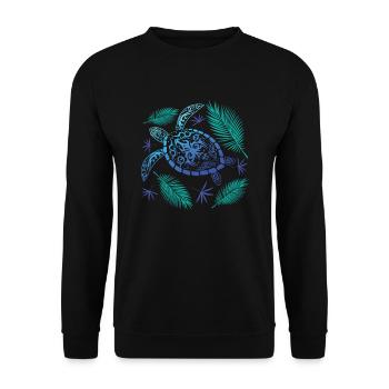 TORTUE TRIBALE AUX COULEURS VIVES - Sweat-shirt Unisexe - noir - Devant - Alina (178cm) & Michal (187cm)