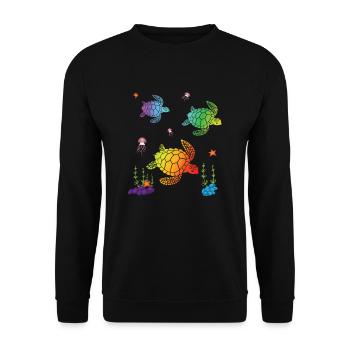TORTUES DE MER COLORÉES - Sweat-shirt Unisexe - noir - Devant - Alina (178cm) & Michal (187cm)