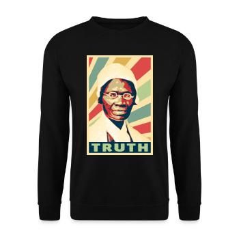 Sojourner Wahrheit Vintage Farben - Unisex Pullover - Schwarz - Vorne - Alina (178cm) & Michal (187cm)