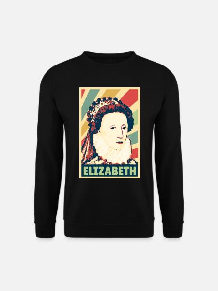 Elizabeth Queen of England Vintage Farben - Unisex Pullover - Schwarz