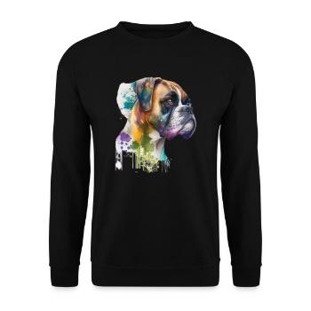 German Boxer Dog Watercolor Design - Unisex Sweatshirt - black - Front - Alina (178cm) & Michal (187cm)