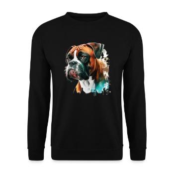 German Boxer Dog Watercolor Design - Unisex Sweatshirt - black - Front - Alina (178cm) & Michal (187cm)