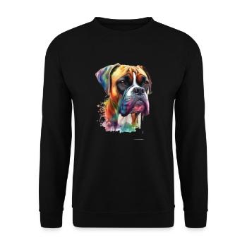 German Boxer Dog Watercolor Design - Unisex Sweatshirt - black - Front - Alina (178cm) & Michal (187cm)