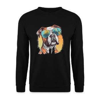 German boxer dog with sunglasses - Unisex Sweatshirt - black - Front - Alina (178cm) & Michal (187cm)