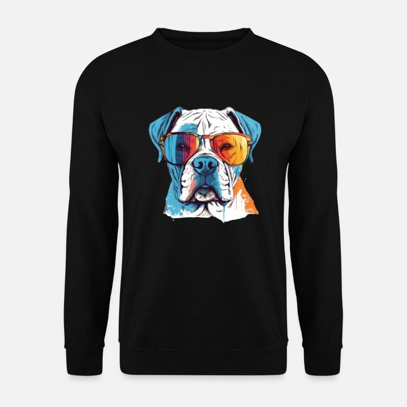 Deutscher Boxer Hund mit Sonnenbrille - Unisex Pullover - Schwarz