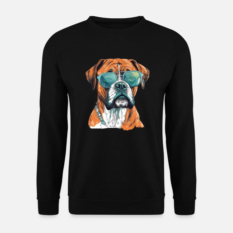 Deutscher Boxer Hund mit Sonnenbrille - Unisex Pullover - Schwarz