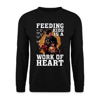 Feeding Kids Is A Work Of Heart 6 - Unisex Pullover - Schwarz - Vorne - Alina (178cm) & Michal (187cm)