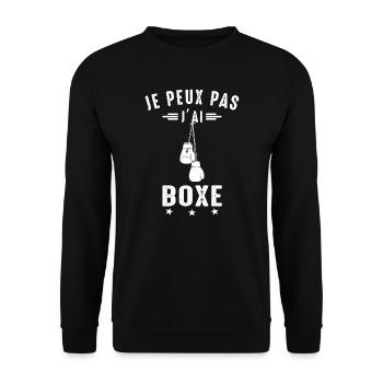 Boxe Je Peux pas j'ai boxe Boxeur boxing fan Drôle - Sweat-shirt Unisexe - noir - Devant - Alina (178cm) & Michal (187cm)