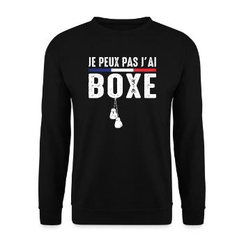 Boxe Je Peux pas j'ai boxe Boxeur boxing france - Sweat-shirt Unisexe - noir - Devant - Alina (178cm) & Michal (187cm)
