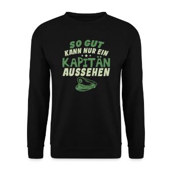 So gut kann nur ein Kapitän aussehen - Unisex Pullover - Schwarz - Vorne - Alina (178cm) & Michal (187cm)