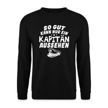 So gut kann nur ein Kapitän aussehen - Unisex Pullover - Schwarz - Vorne - Alina (178cm) & Michal (187cm)