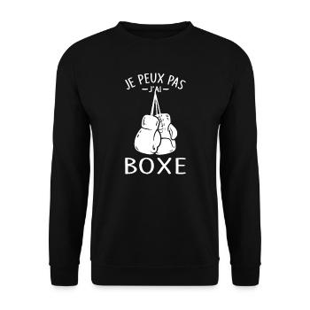 Boxe Je Peux pas j'ai boxe Boxeur boxing fan Drôle - Sweat-shirt Unisexe - noir - Devant - Alina (178cm) & Michal (187cm)