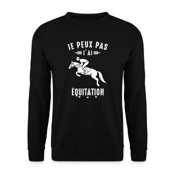 Je Peux pas j'ai équitation cheval chevaux humour - Sweat-shirt Unisexe - noir - Devant - Alina (178cm) & Michal (187cm)