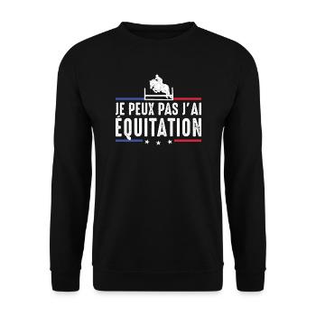 Je Peux pas j'ai équitation cheval chevaux humour - Sweat-shirt Unisexe - noir - Devant - Alina (178cm) & Michal (187cm)