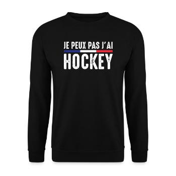 Ich kann nicht Ich habe Hockeyspieler Lustiger Hockeyspieler - Unisex Pullover - Schwarz - Vorne - Alina (178cm) & Michal (187cm)