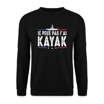 Ich kann nicht Kajak Kajakfahrer Kanufahrer Paddel - Unisex Pullover - Schwarz - Vorne - Alina (178cm) & Michal (187cm)