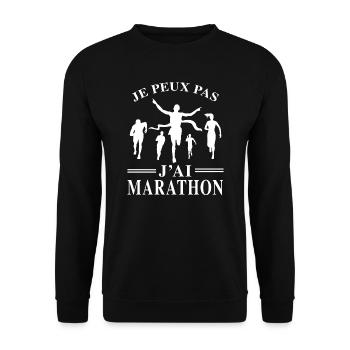 Ich kann nicht Marathonläufer - Unisex Pullover - Schwarz - Vorne - Alina (178cm) & Michal (187cm)