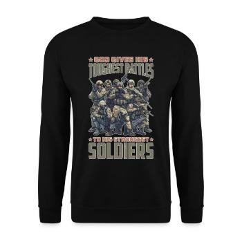 God Gives His Toughest Battles To His Strongest 11 - Unisex Sweatshirt - black - Front - Alina (178cm) & Michal (187cm)