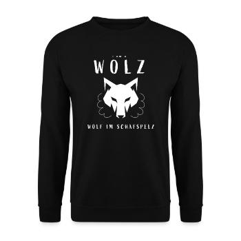 Wolf im Schafspelz - weiss - Unisex Pullover - Schwarz - Vorne - Alina (178cm) & Michal (187cm)