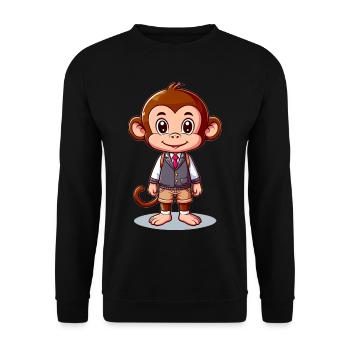 Singe écolier mignon - Sweat-shirt Unisexe - noir - Devant - Alina (178cm) & Michal (187cm)