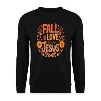 Fall in Love with Jesus - Unisex Pullover - Schwarz - Vorne - Alina (178cm) & Michal (187cm)